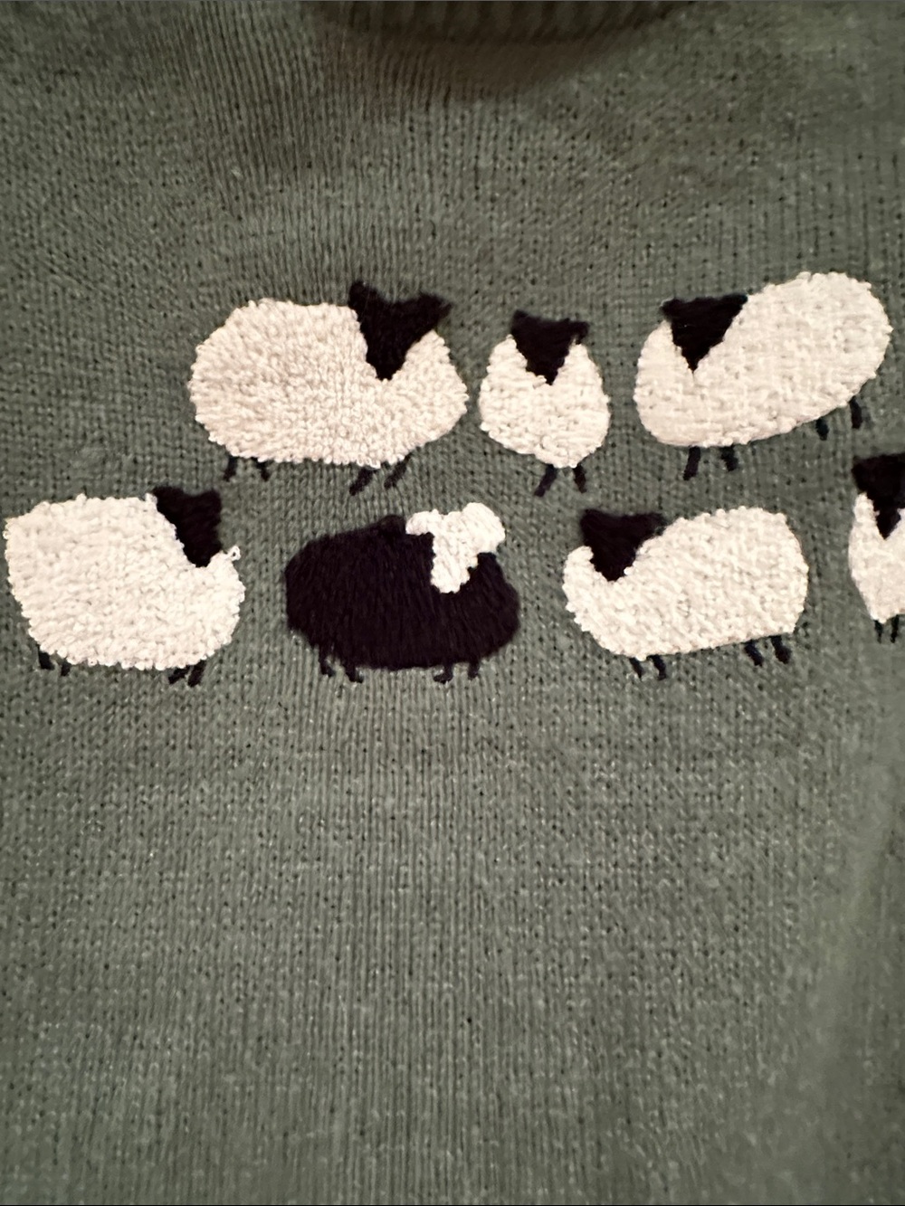 Green Crewneck Sweater with Sheep Motif - Picture 2 of 5